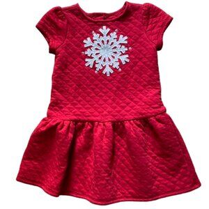 Gymboree Girl's Cap Sleeve Cheery Red Quilted Snowflake Dress, Soft, EUC, sz 4T
